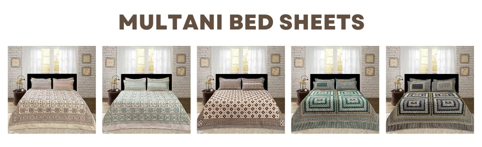 4 Pillow Multani Bed Sheets Set