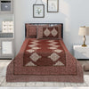Lush Red Brown 4 Pillow Multani Bedsheet Set - Khan Tex
