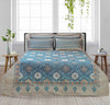 Blue Divas Silk 4 Pillow Multani Bedsheet Set