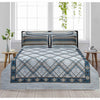 Majestic Sea Blue 4 Pillow Multani Bedsheet Set - Khan Tex