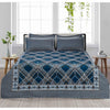Majestic Navy Blue 4 Pillow Multani Bedsheet Set - Khan Tex