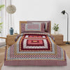 Elaganza Red Dark 4 Pillow Multani Bedsheet Set - Khan Tex
