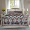 Sapphire Brown Grey 4 Pillow Multani Bedsheet Set - Khan Tex