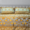 Glitter Brown Gold Multani Bed Sheet Set - Khan Tex