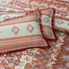 Glitter Seagreen Red Multani Bed Sheet Set - Khan Tex