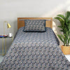 Multi Plain Pebble Grey Multani Bed Sheet Set - Khan Tex