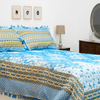 Zircon Sky Blue Multani Bed Sheet Set - Khan Tex