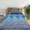Zircon Sky Blue Multani Bed Sheet Set - Khan Tex